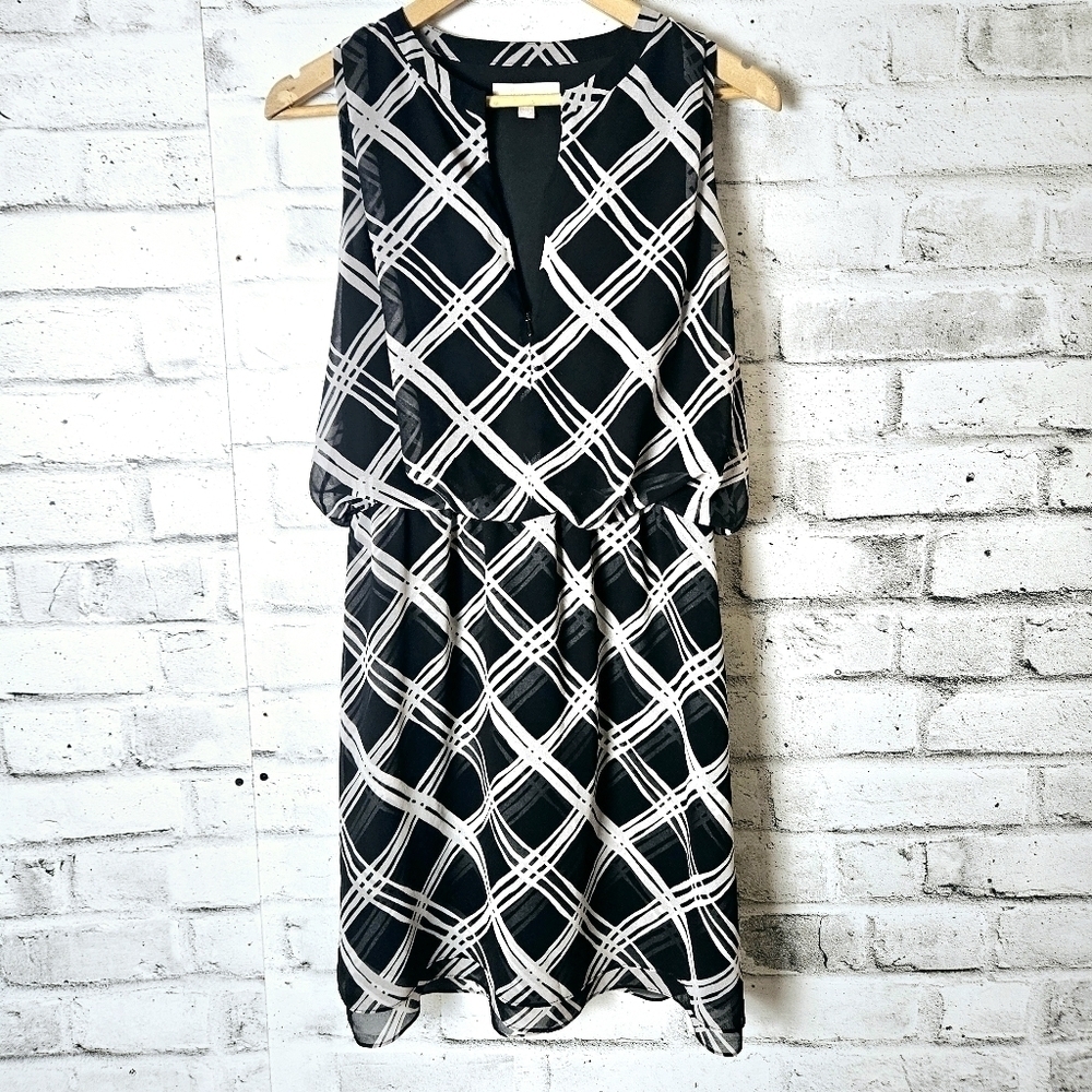 Banana Republic Geometric Print Chiffon Midi Dress Womens 6